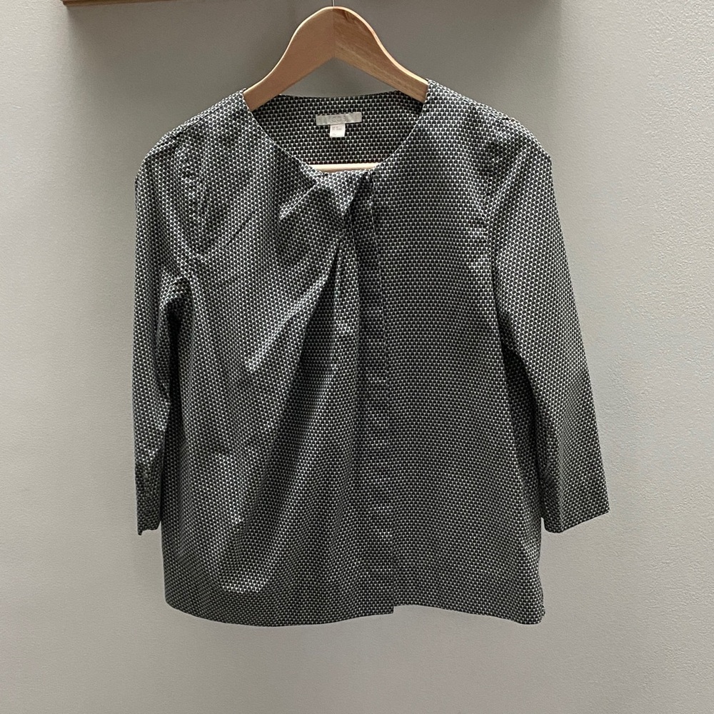COS Green and White Geometric Pattern Blouse